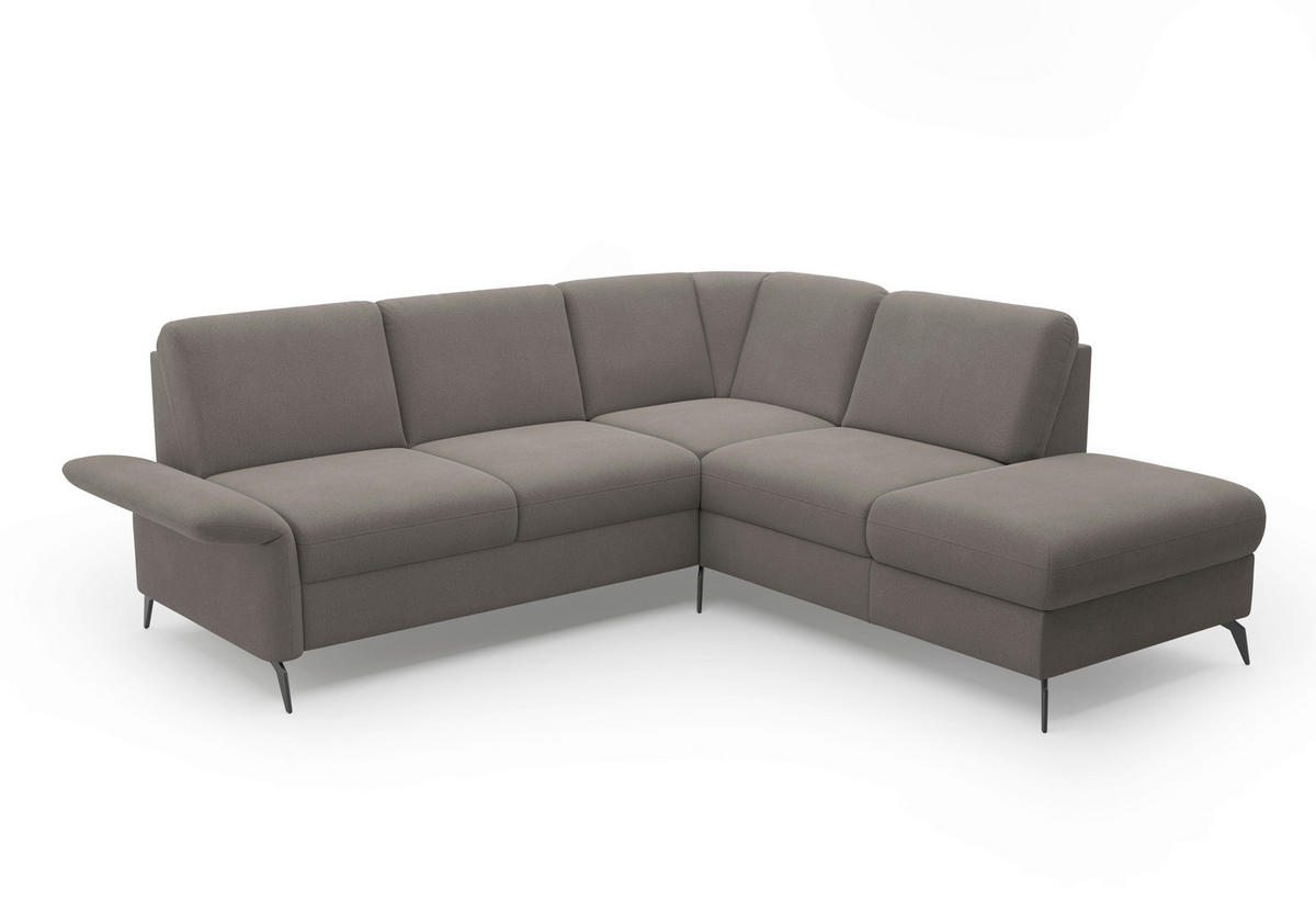 ECKSOFA ROCHELLE E Graphitfarben Flachgewebe  - Schwarz/Graphitfarben, KONVENTIONELL, Textil/Metall (240/216cm) - Sit & More