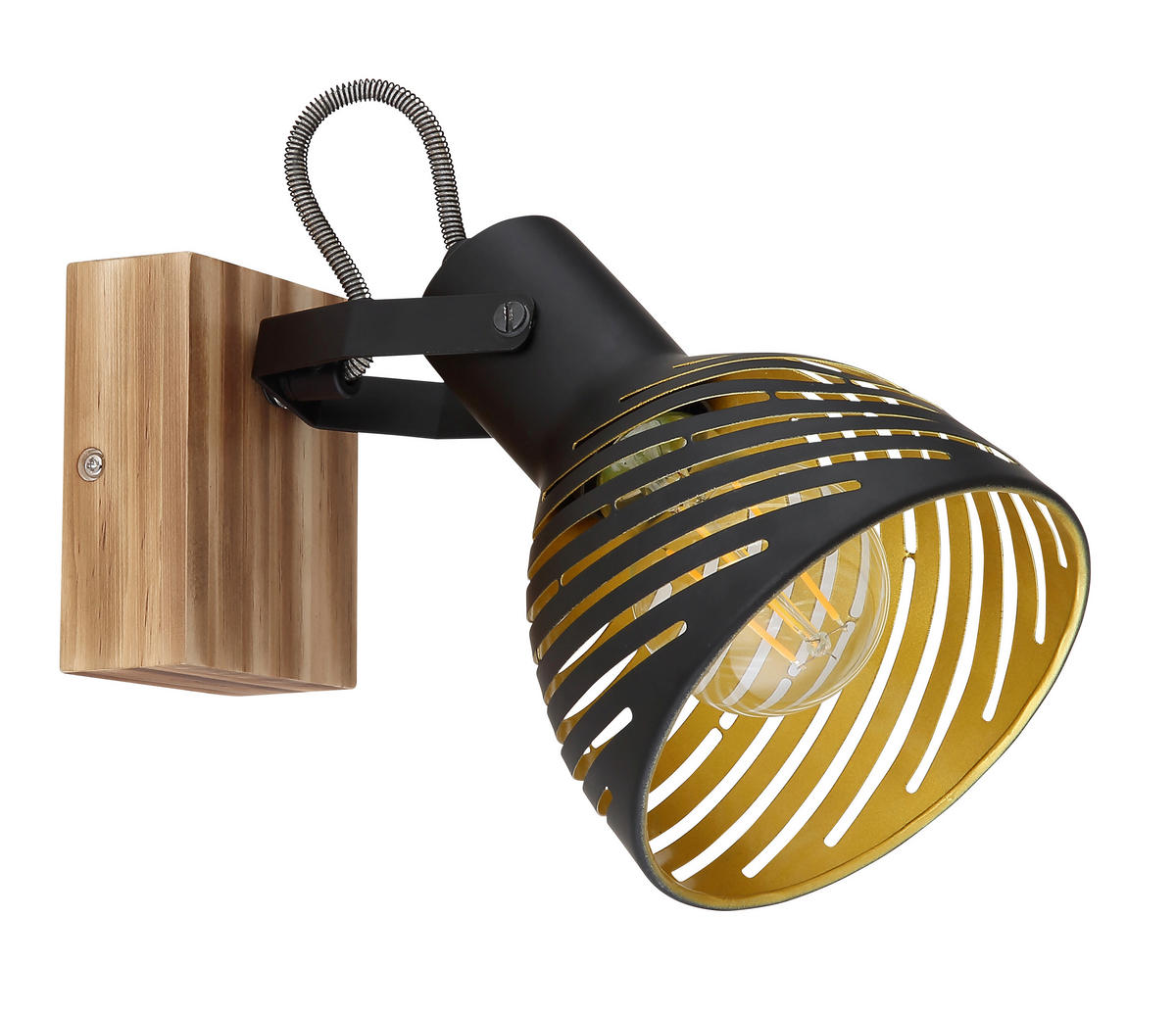 REFLEKTOR  Lenna   12,5/25/16,5 cm          - zlate barve/črna, Basics, kovina/les (12,5/25/16,5cm) - Globo