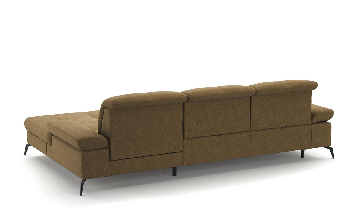 ECKSOFA in Flachgewebe Olivgrün  - Schwarz/Olivgrün, Konventionell, Textil/Metall (279/185cm) - Sit & More