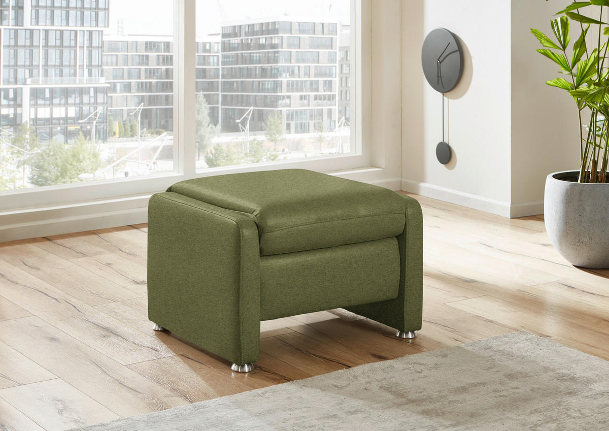 HOCKER Textil Grün  - Alufarben/Grün, Konventionell, Textil/Metall (67/44/58cm) - Beldomo Comfort