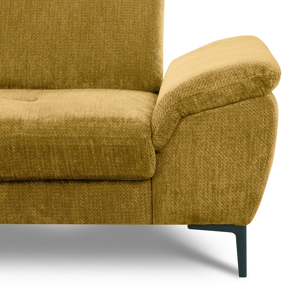 ECKSOFA  Webstoff Senfgelb  - Senfgelb/Schwarz, Design, Textil/Metall (195/268cm) - Livetastic