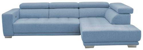 ECKSOFA in Mikrofaser Hellblau  - Chromfarben/Hellblau, Design, Textil/Metall (301/207cm) - Xora