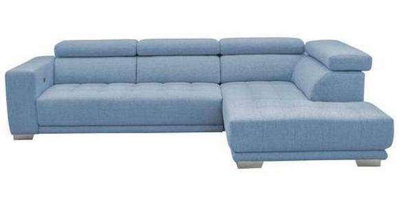 ECKSOFA Hellblau Mikrofaser  - Chromfarben/Hellblau, Design, Textil/Metall (301/207cm) - Xora