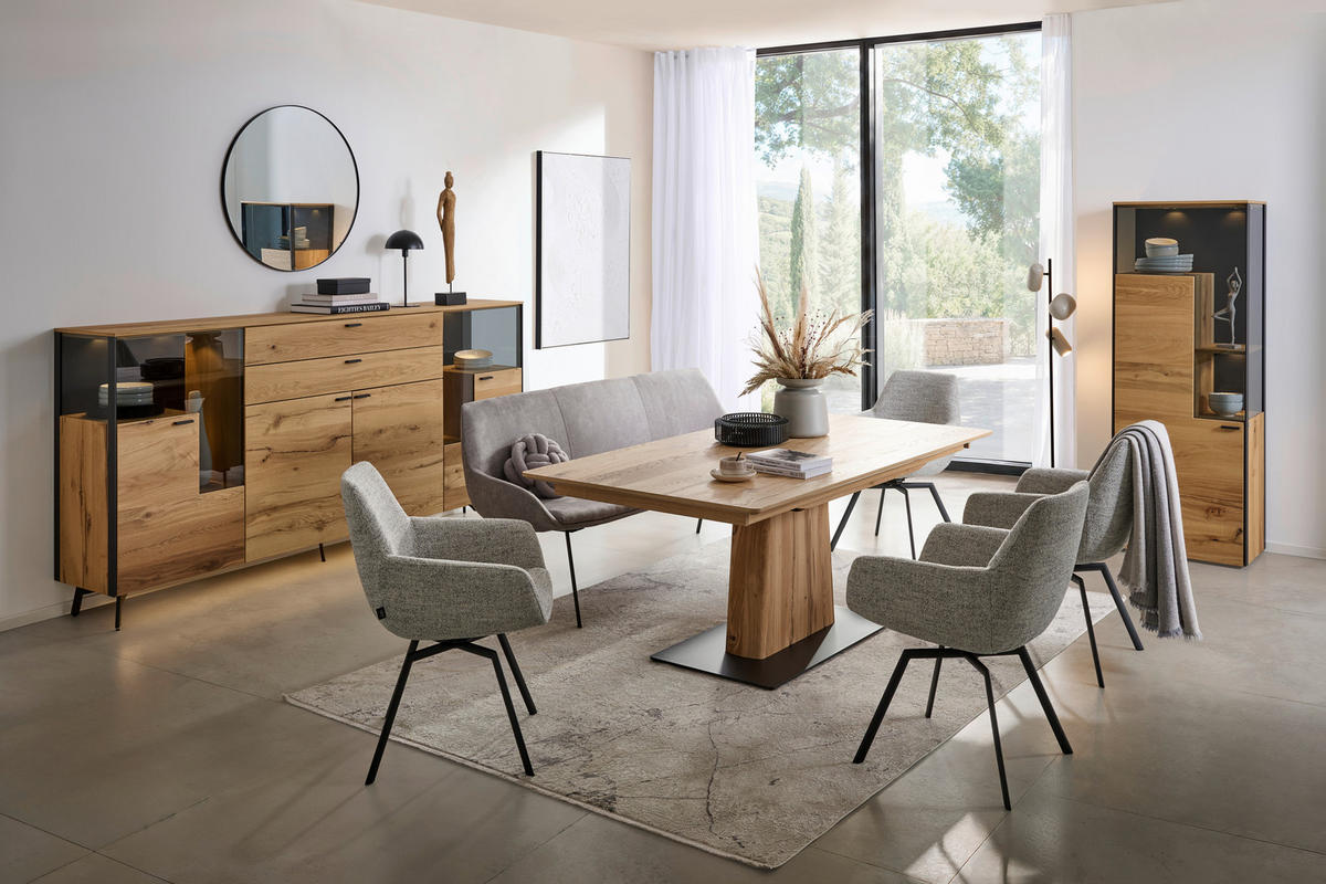 ESSTISCH 190/100/75 cm Nachbildung  Holz, Metall in verschiedenen Größen erhältlich, in verschiedenen Holzarten erhältlich rechteckig Anthrazit, Eichefarben  - Eichefarben/Anthrazit, Design, Holz/Metall (190/100/75cm) - Schöner Wohnen