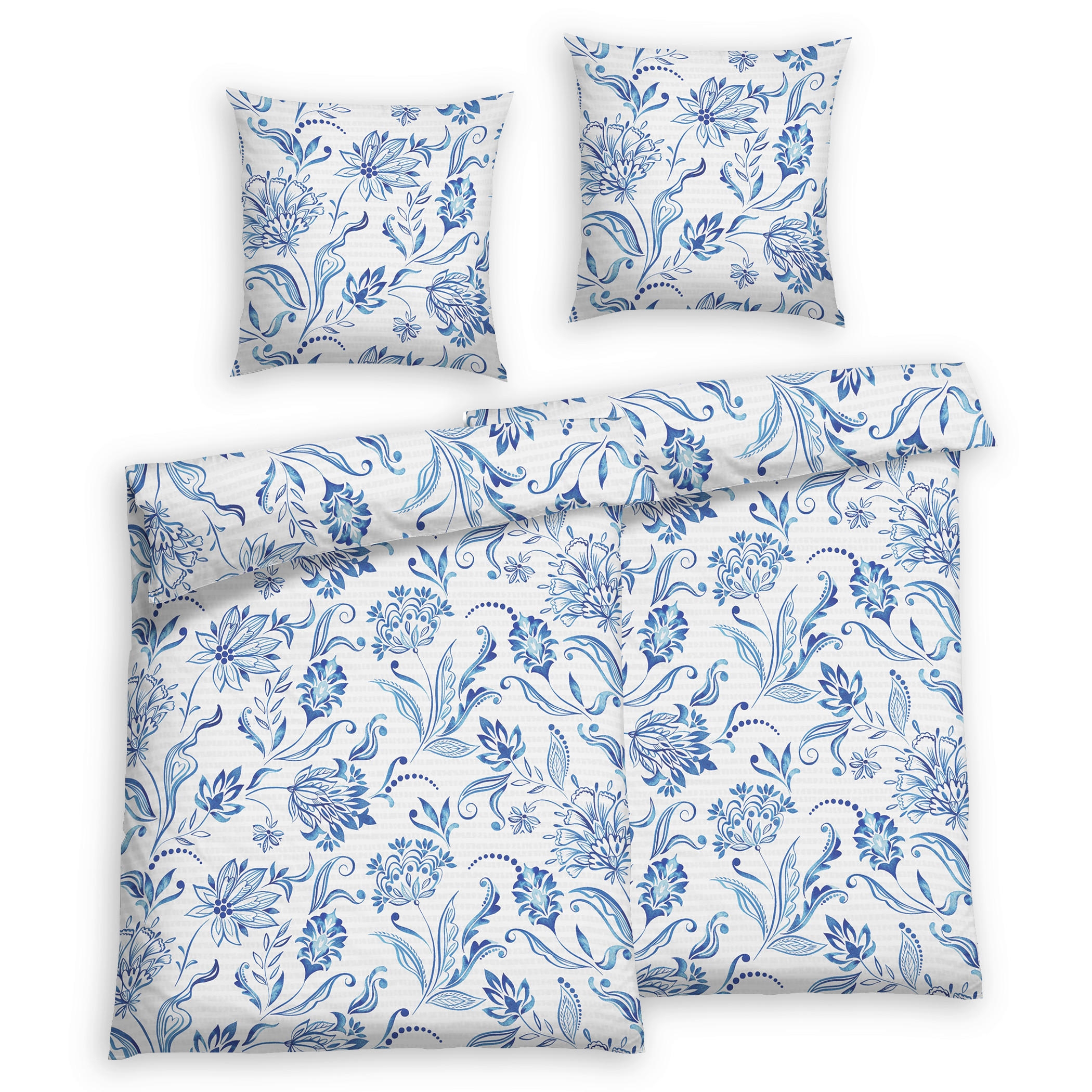 Bettwäsche 2er Set 4-teilig Seersucker 135/200 cm  - Blau, Basics, Textil (135/200cm) - Florella