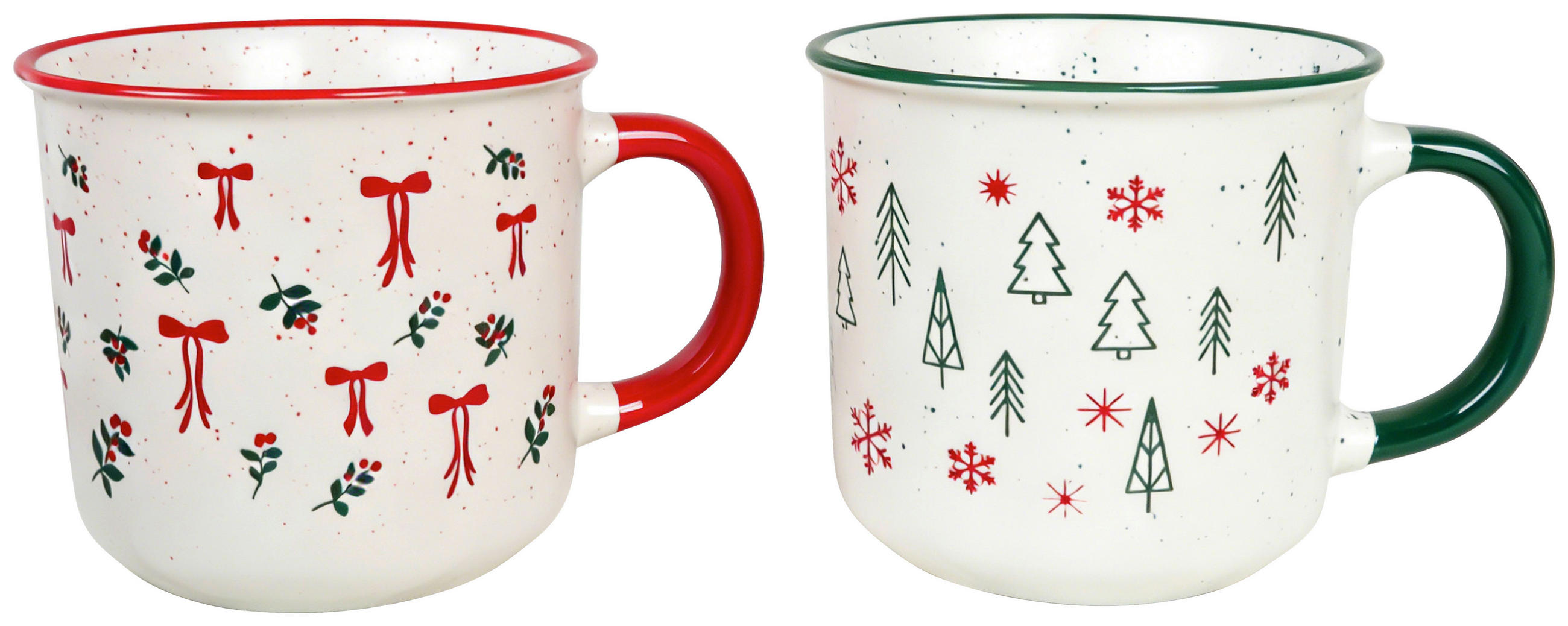 POHÁR  - piros/fehér, Lifestyle, kerámia (9,8/9,2cm) - X-Mas