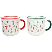 POHÁR  - piros/fehér, Lifestyle, kerámia (9,8/9,2cm) - X-Mas