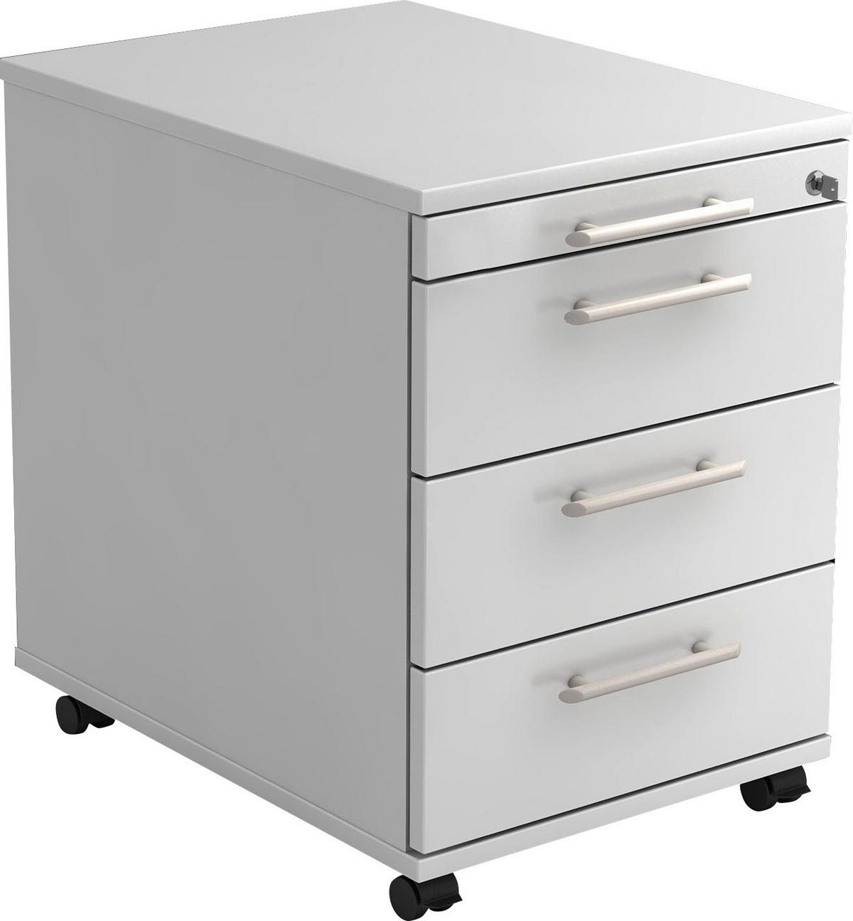 ROLLCONTAINER Weiß  - Alufarben/Weiß, KONVENTIONELL, Holzwerkstoff/Kunststoff (42,8/59/56cm) - Venda