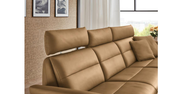 ECKSOFA in Echtleder Honig  300/157 cm  - Schwarz/Honig, Design, Leder/Metall (300/157cm) - Dieter Knoll