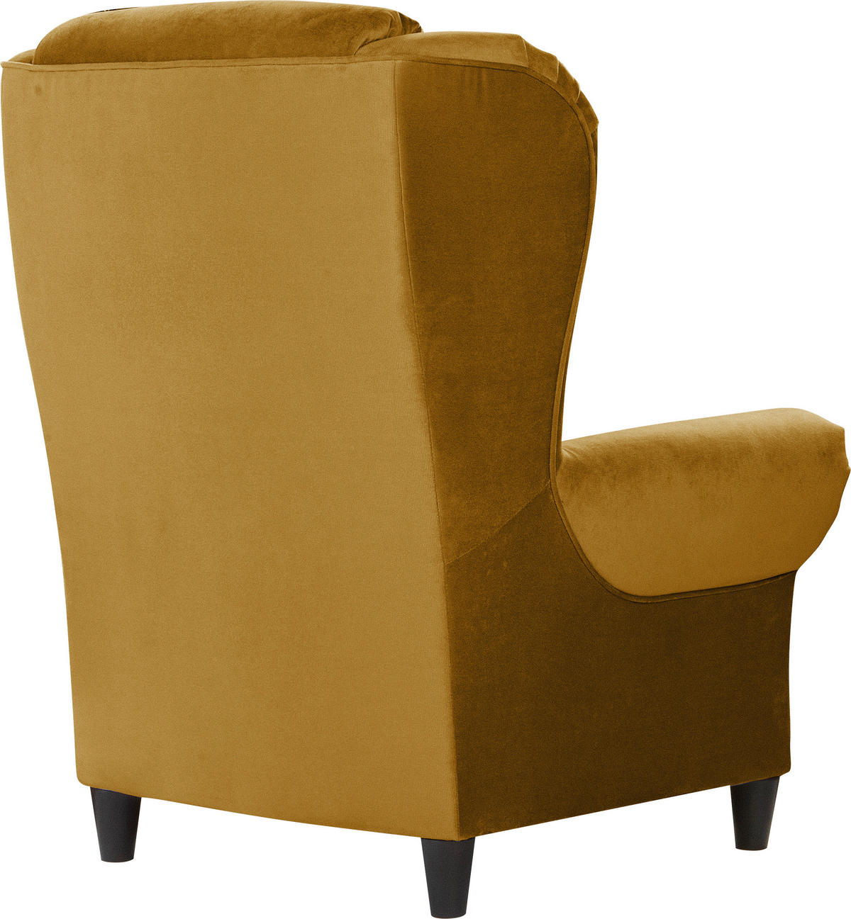 OHRENSESSEL in Plüsch Senfgelb  - Senfgelb/Schwarz, Design, Holz/Textil (94/112/92cm) - MID.YOU