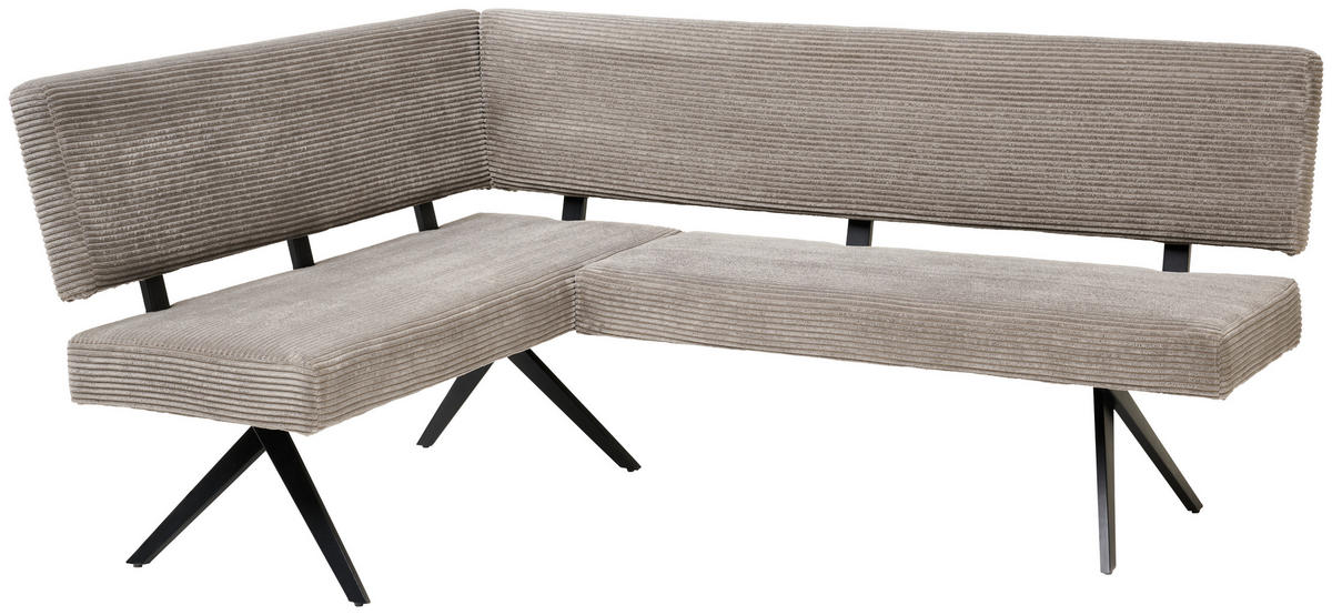 ECKBANK 150/190 cm Cord Grau   - Schwarz/Grau, KONVENTIONELL, Textil/Metall (150/190cm) - MID.YOU