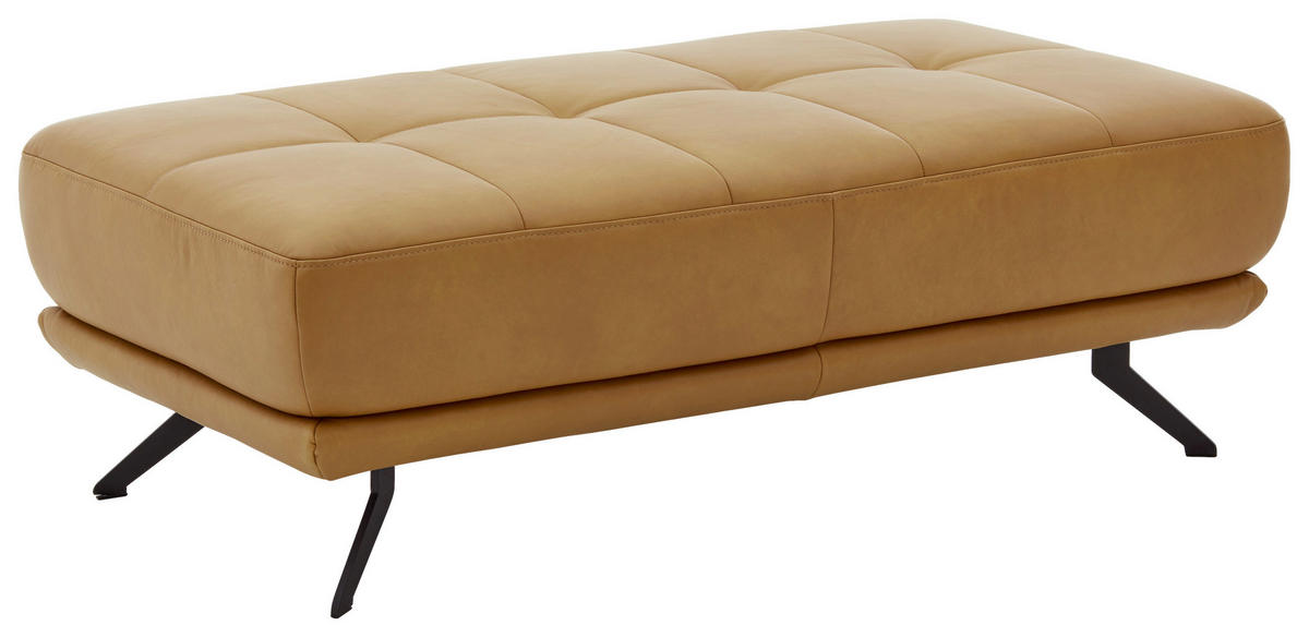 ECKSOFA Echtleder Currygelb  - Currygelb/Schwarz, Konventionell, Leder/Metall (193/343cm) - Beldomo Premium