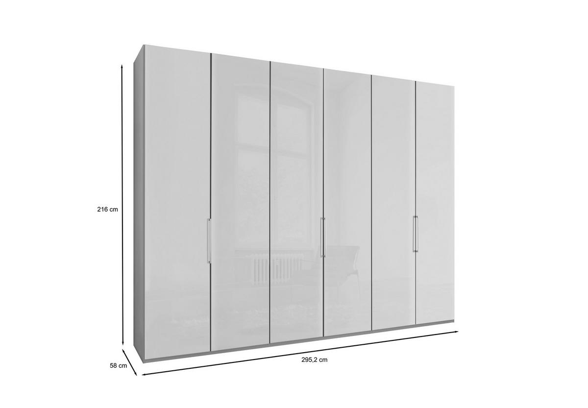 FALTTÜRENSCHRANK in Grau, Weiss  - Chromfarben/Weiss, Konventionell, Glas/Holzwerkstoff (300/216/58cm) - Dieter Knoll