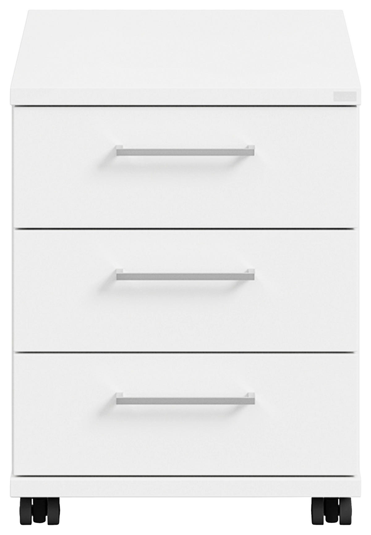 ROLLCONTAINER 42,6/54,3/60 cm  - Weiss/Edelstahlfarben, Design, Holzwerkstoff/Metall (42,6/54,3/60cm) - Cantus
