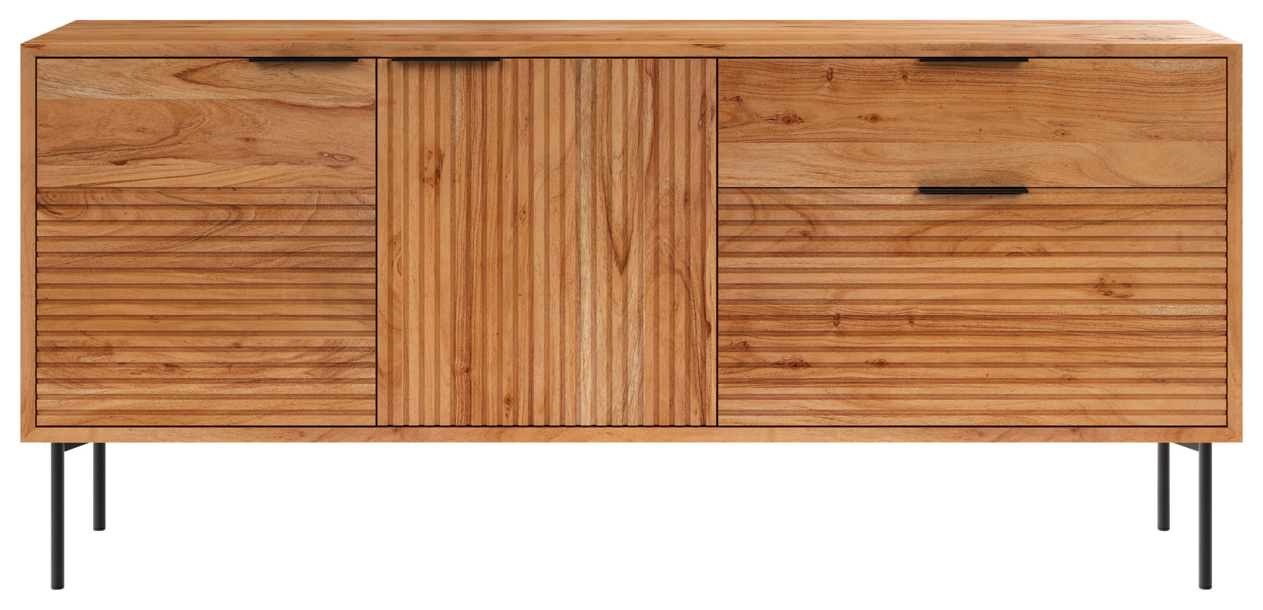 SIDEBOARD DOHA  in 180/82/42 cm  - Schwarz/Naturfarben, KONVENTIONELL, Holz/Metall (180/82/42cm) - Livetastic