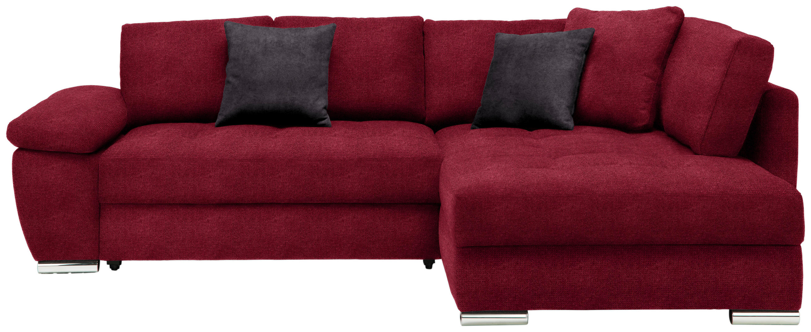 ECKSOFA in Webstoff Rot  276/212 cm  - Chromfarben/Dunkelgrau, Design, Kunststoff/Textil (276/212cm) - Carryhome