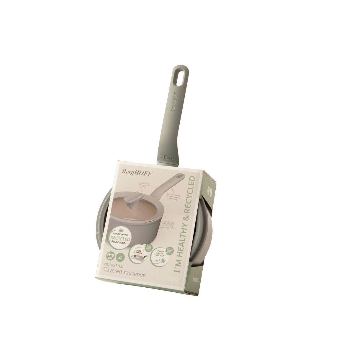 STIELKASSEROLLE Leo 2 l  - Grau, Basics, Metall (18/13cm) - BergHOFF