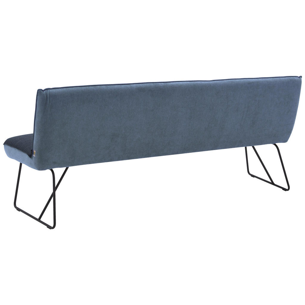 Thumbnail - Dieter Knoll Sitzbank, Blau, Schwarz, Dunkelblau, Metall, Textil, 3-Sitzer, 238x89x68 cm, Goldenes M, Fußauswahl, Ledera...