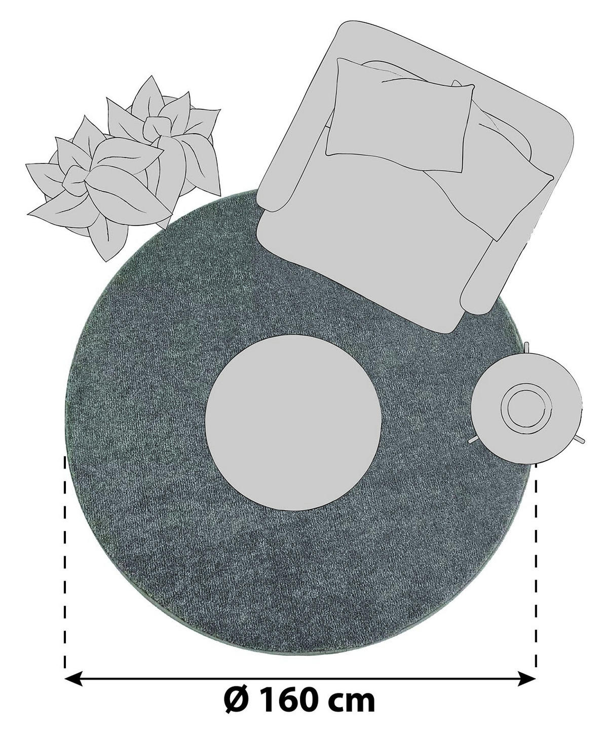 HOCHFLORTEPPICH 160 cm Grau  - Grau, Design, Textil (160cm) - Novel
