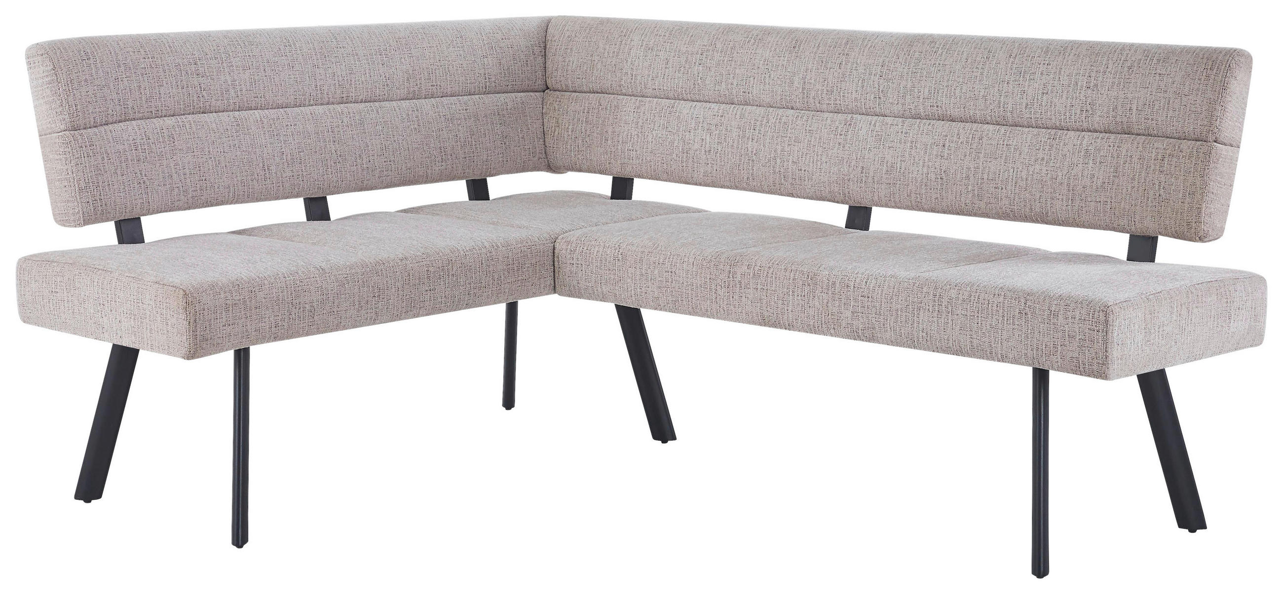 ECKBANK Metall, Textil Beige - Beige/Schwarz, Konventionell, Textil/Metall (150/190cm) - MID.YOU