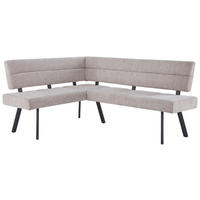 ECKBANK Metall, Textil Beige  - Beige/Schwarz, Konventionell, Textil/Metall (150/190cm) - MID.YOU