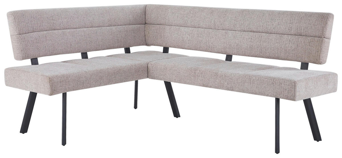 ECKBANK Metall, Textil Beige  - Beige/Schwarz, Konventionell, Textil/Metall (150/190cm) - MID.YOU