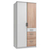 GARDEROB 91/199/58 cm 2-dörrar - vit/aluminiumfärg, Klassisk, trämaterial/plast (91/199/58cm) - Carryhome
