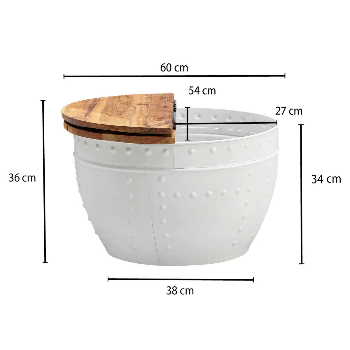 KLUBSKA MIZA, rjava, bela  - bela/rjava, Moderno, kovina/les (60/60/36cm) - MID.YOU