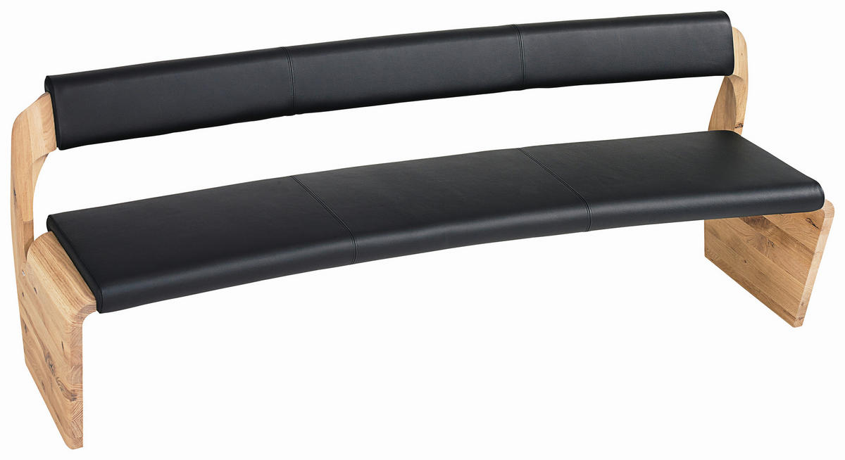 ÜLŐPAD fa, bőr fekete, tölgyfa színű  - tölgyfa színű/fekete, Natur, bőr/fa (227/84/70cm) - Voglauer