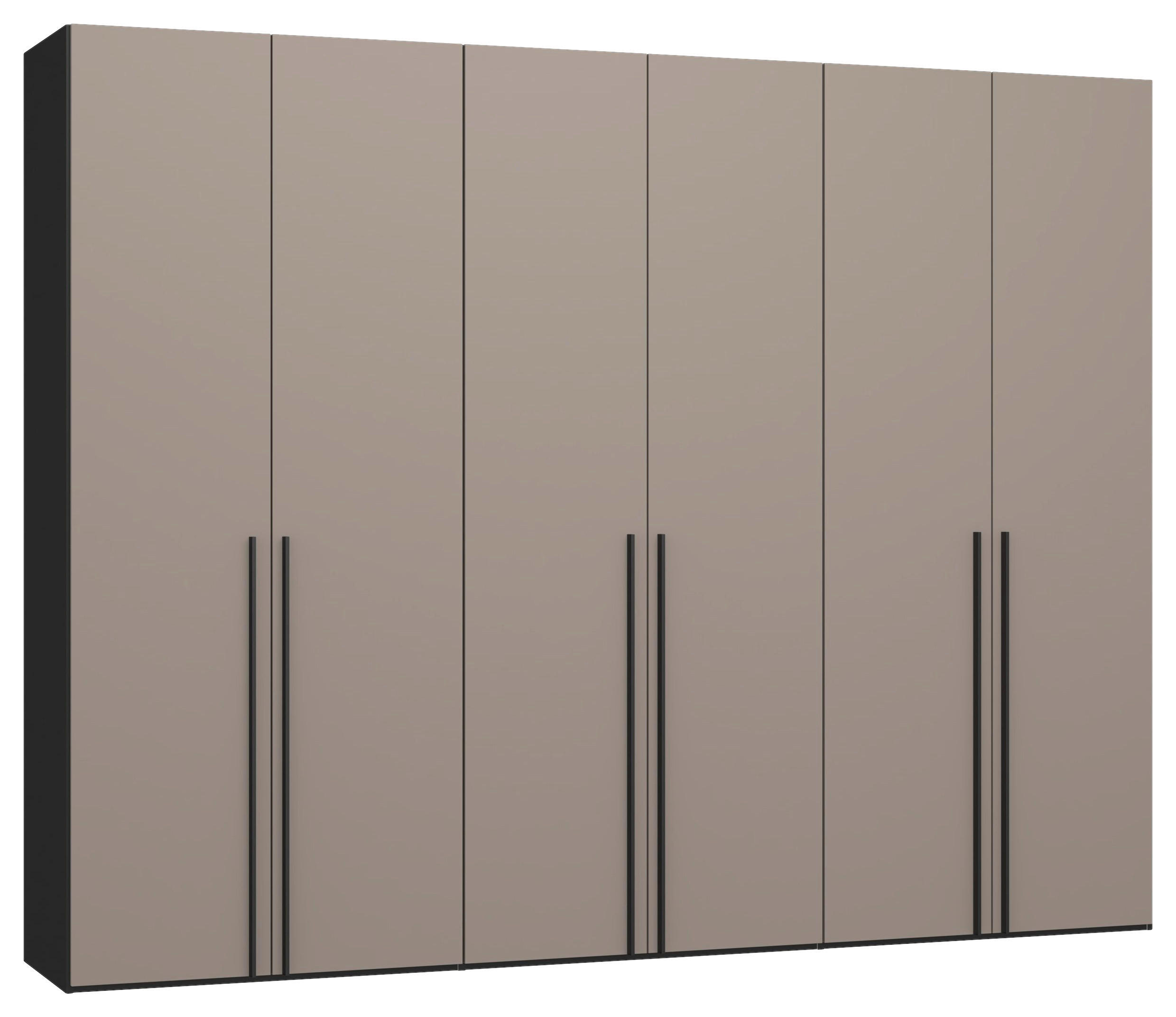 DREHTÜRENSCHRANK 303/236/59 cm,  in Schwarz, Hellbraun, 6-türig  - Hellbraun/Schwarz, Design, Glas/Holzwerkstoff (303/236/59cm) - Jutzler