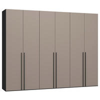 DREHTÜRENSCHRANK 303/236/59 cm,  in Schwarz, Hellbraun, 6-türig  - Hellbraun/Schwarz, Design, Glas/Holzwerkstoff (303/236/59cm) - Jutzler