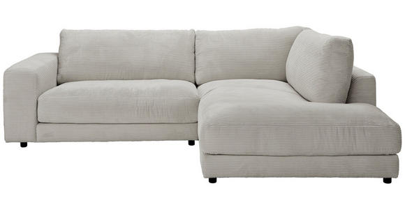ECKSOFA  in Cord Hellgrau  265/224 cm  - Hellgrau/Schwarz, Design, Kunststoff/Textil (265/224cm) - Hom`in