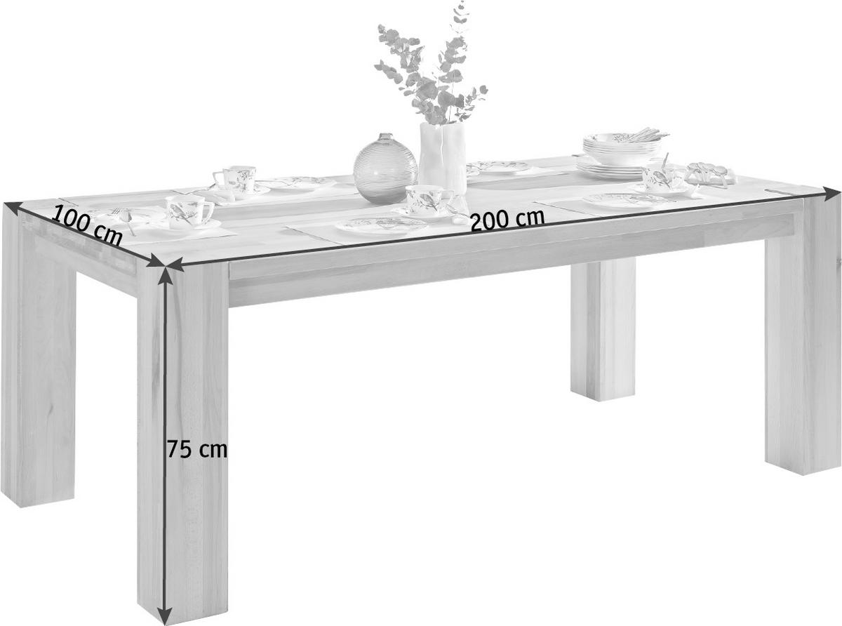 ESSTISCH Kernbuche massiv rechteckig Kernbuche  - Kernbuche, Natur, Holz (200/100/75cm) - Carryhome