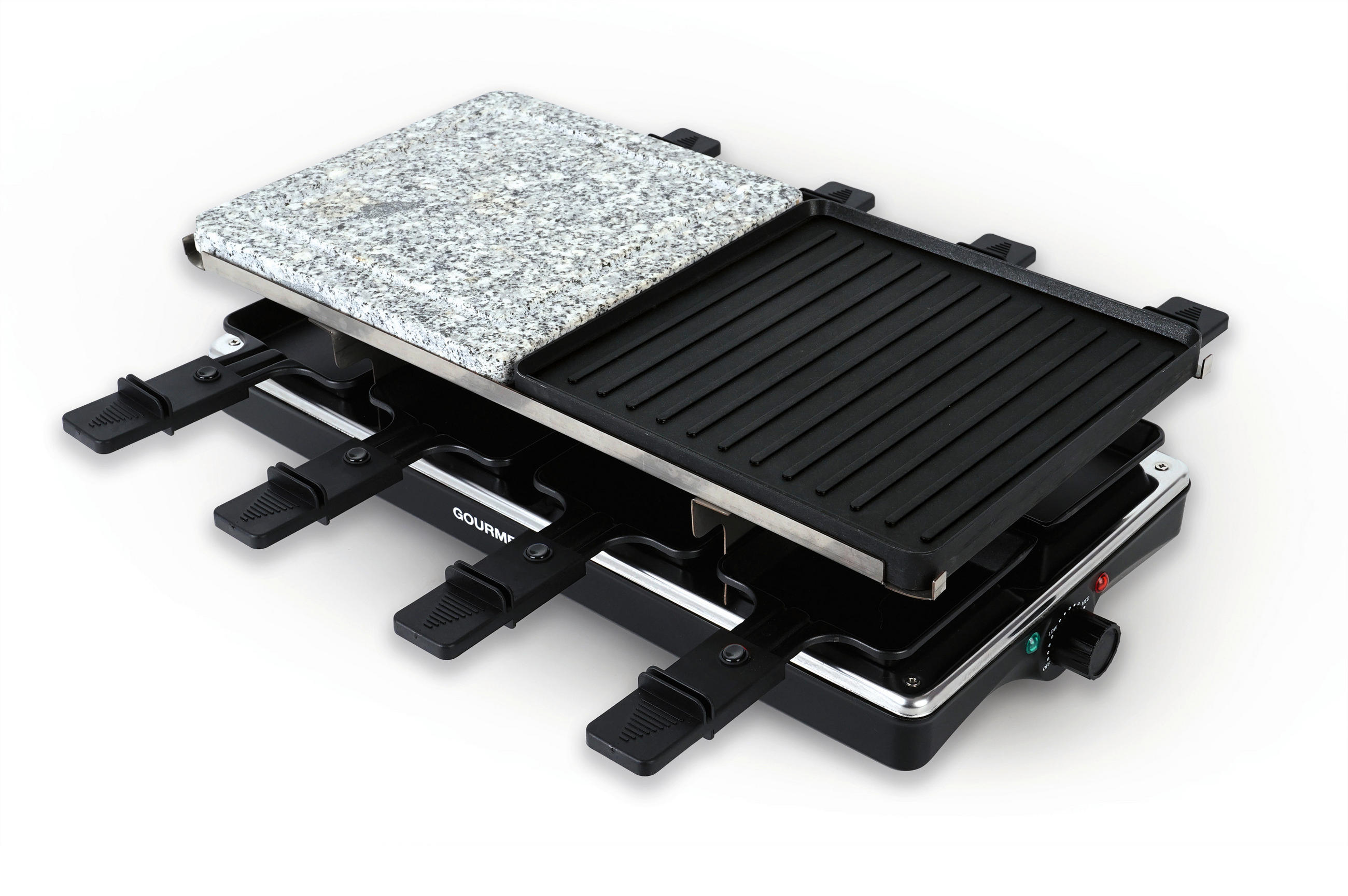 RACLETTE-GRILL GOURMETmaxx  - Silberfarben/Schwarz, Basics, Kunststoff/Stein (42/23/13cm)
