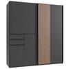 SCHWEBETÜRENSCHRANK in Braun, Graphitfarben  - Schwarz/Graphitfarben, Trend, Holzwerkstoff/Metall (180/198/65cm) - Carryhome