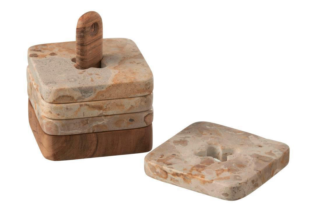 GLASUNTERSETZERSET   - Beige, Basics, Stein (10/10/10cm) - Ambia Home