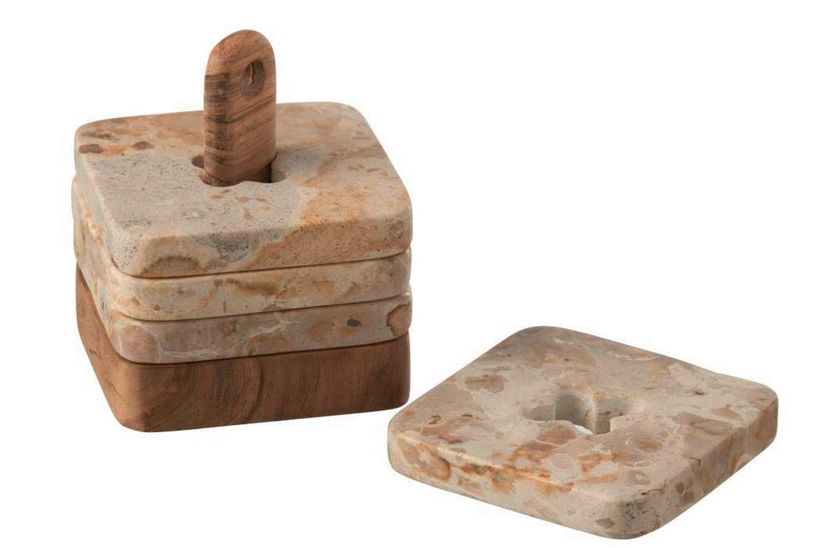 GLASUNTERSETZERSET   - Beige, Basics, Stein (10/10/10cm) - Ambia Home