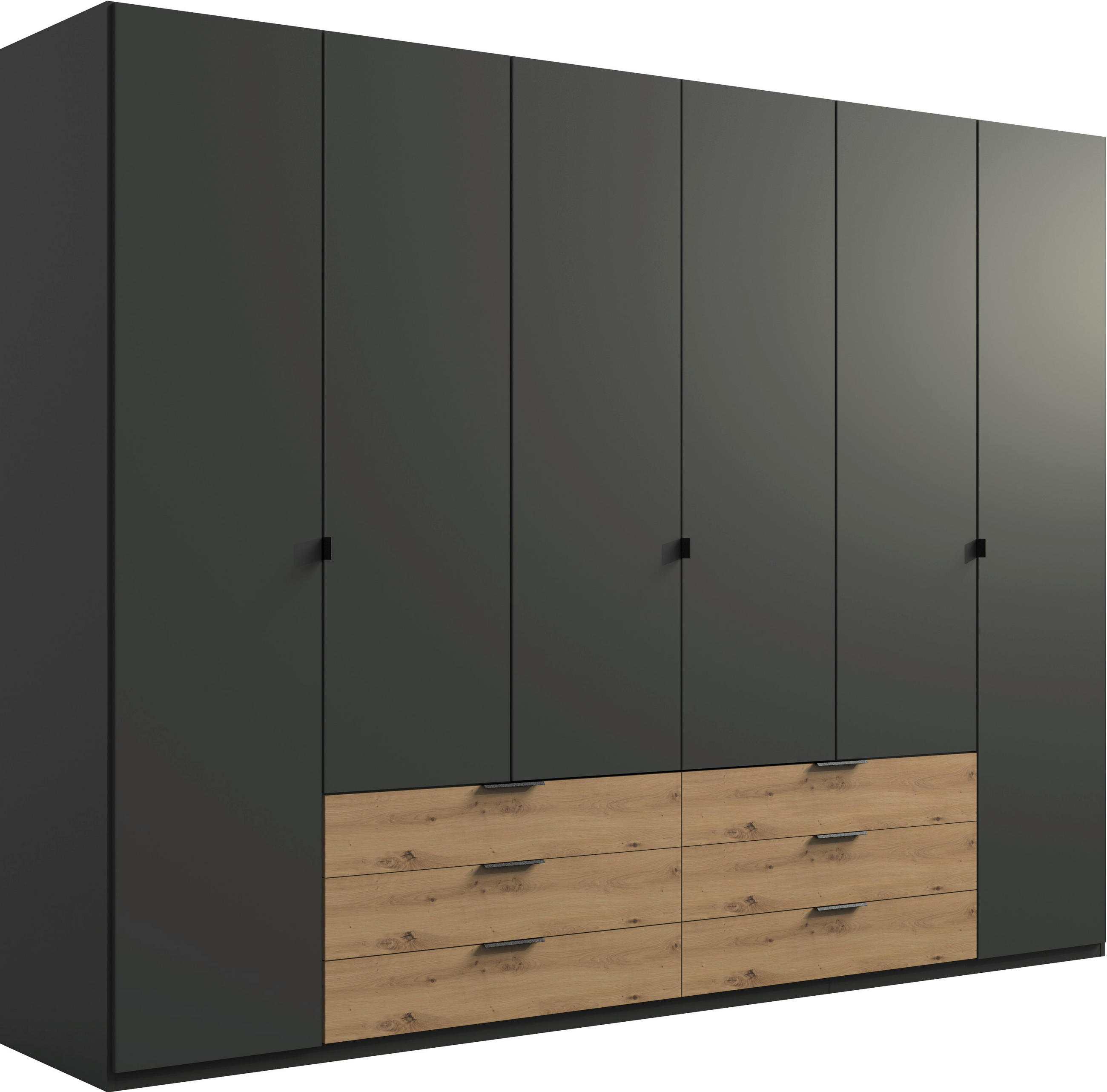 KLEIDERSCHRANK 270/208/58 cm,  in Graphitfarben, Eiche Artisan, 6-türig  - Schwarz/Graphitfarben, Design, Holzwerkstoff/Metall (270/208/58cm) - Boxxx