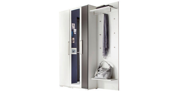 GARDEROBE 3-teilig  in 161/201/36 cm  - Braun/Weiß, Design, Glas/Holzwerkstoff (161/201/36cm) - Moderano