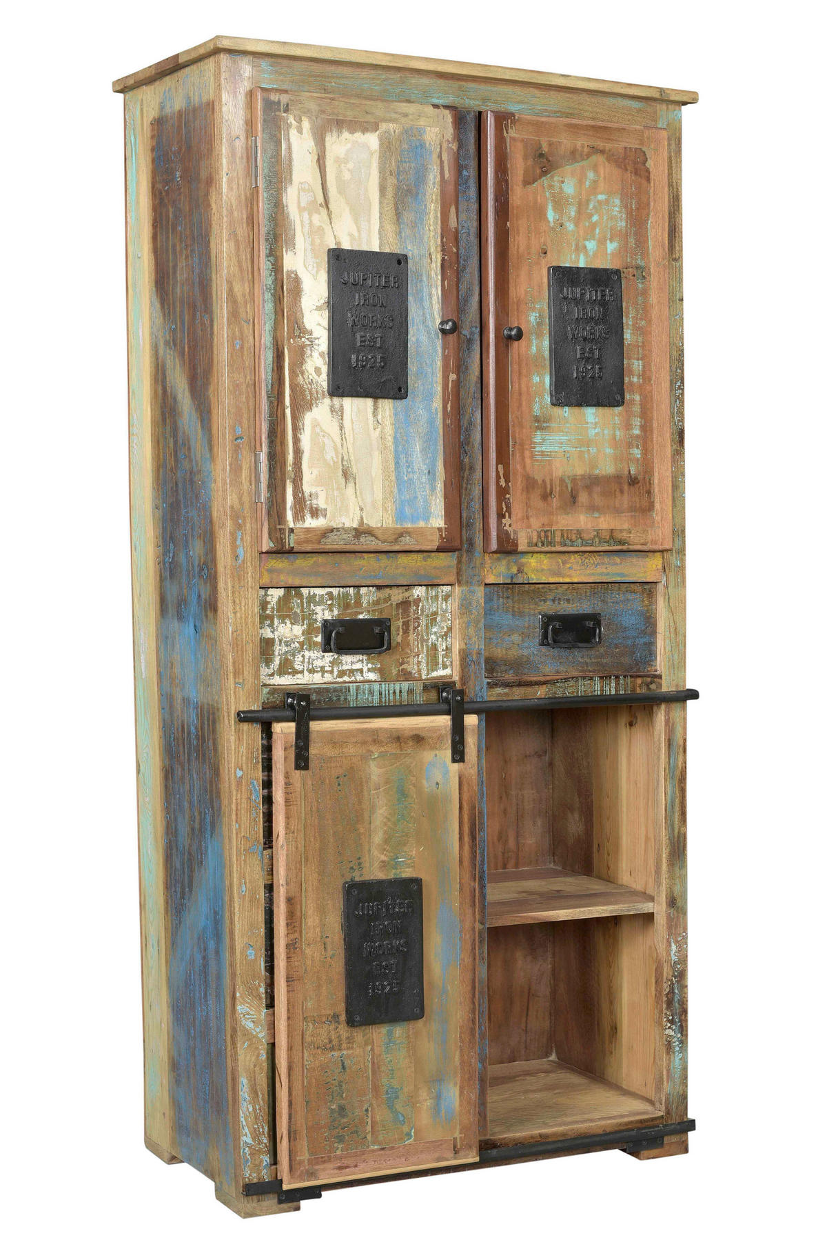 SCHRANK in Multicolor, Naturfarben  - Multicolor/Schwarz, Design, Holz/Metall (90/180/40cm) - MID.YOU