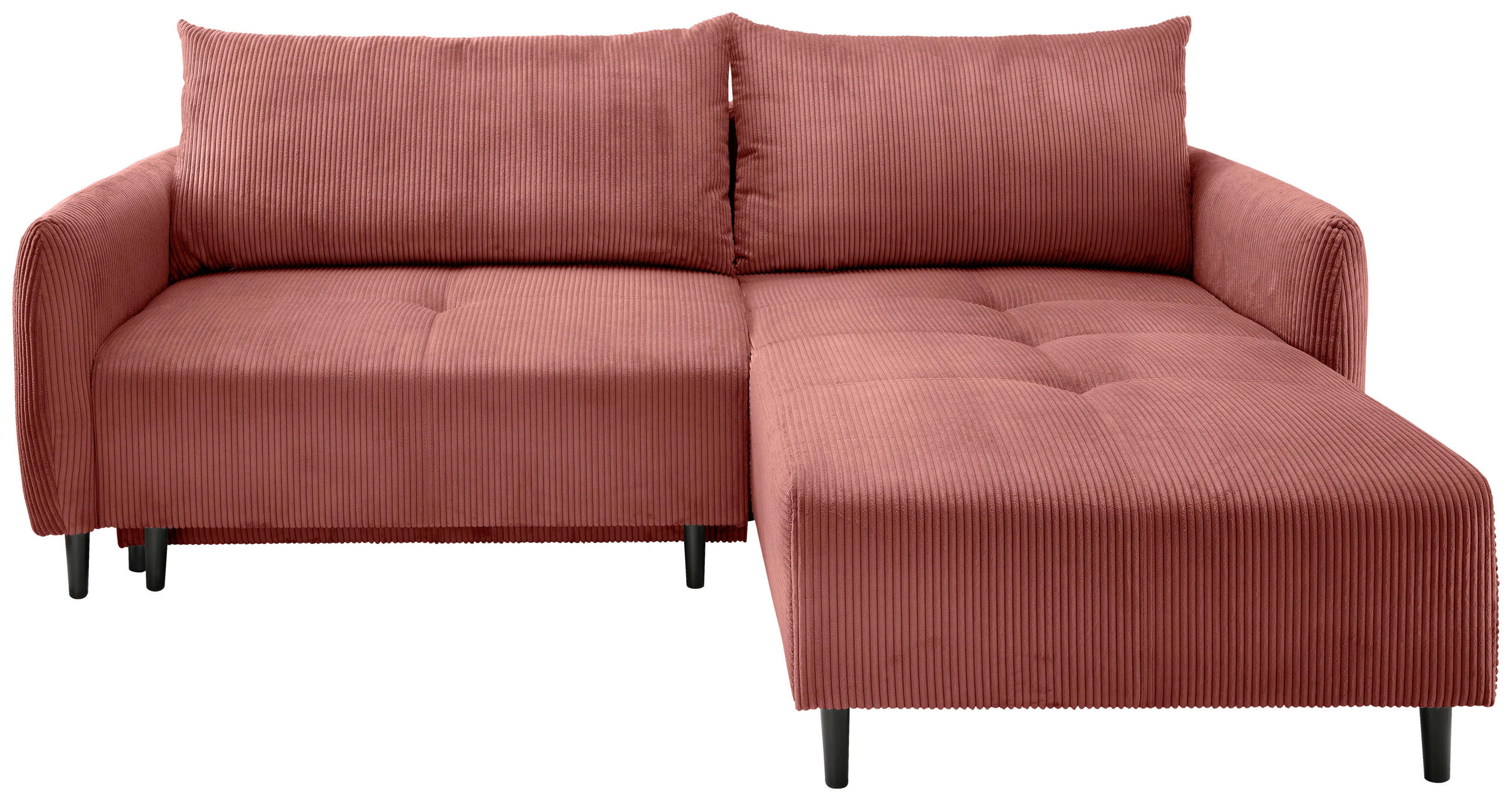 ECKSCHLAFSOFA in Cord Koralle  - Koralle/Schwarz, Basics, Holz/Textil (238/174cm) - Livetastic