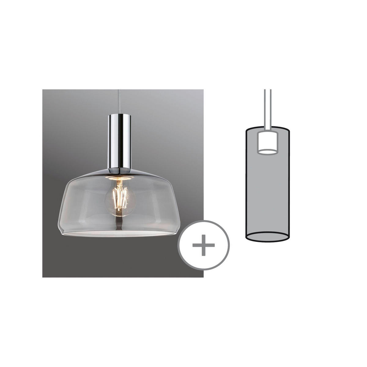 SCHIENENSYSTEM-LEUCHTENSCHIRM 23/12,4 cm   - Grau, Basics, Glas (23/12,4cm) - Paulmann