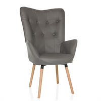 OHRENSESSEL in Velours Grau  - Buchefarben/Grau, MODERN, Holz/Textil (70/106/75cm) - MID.YOU