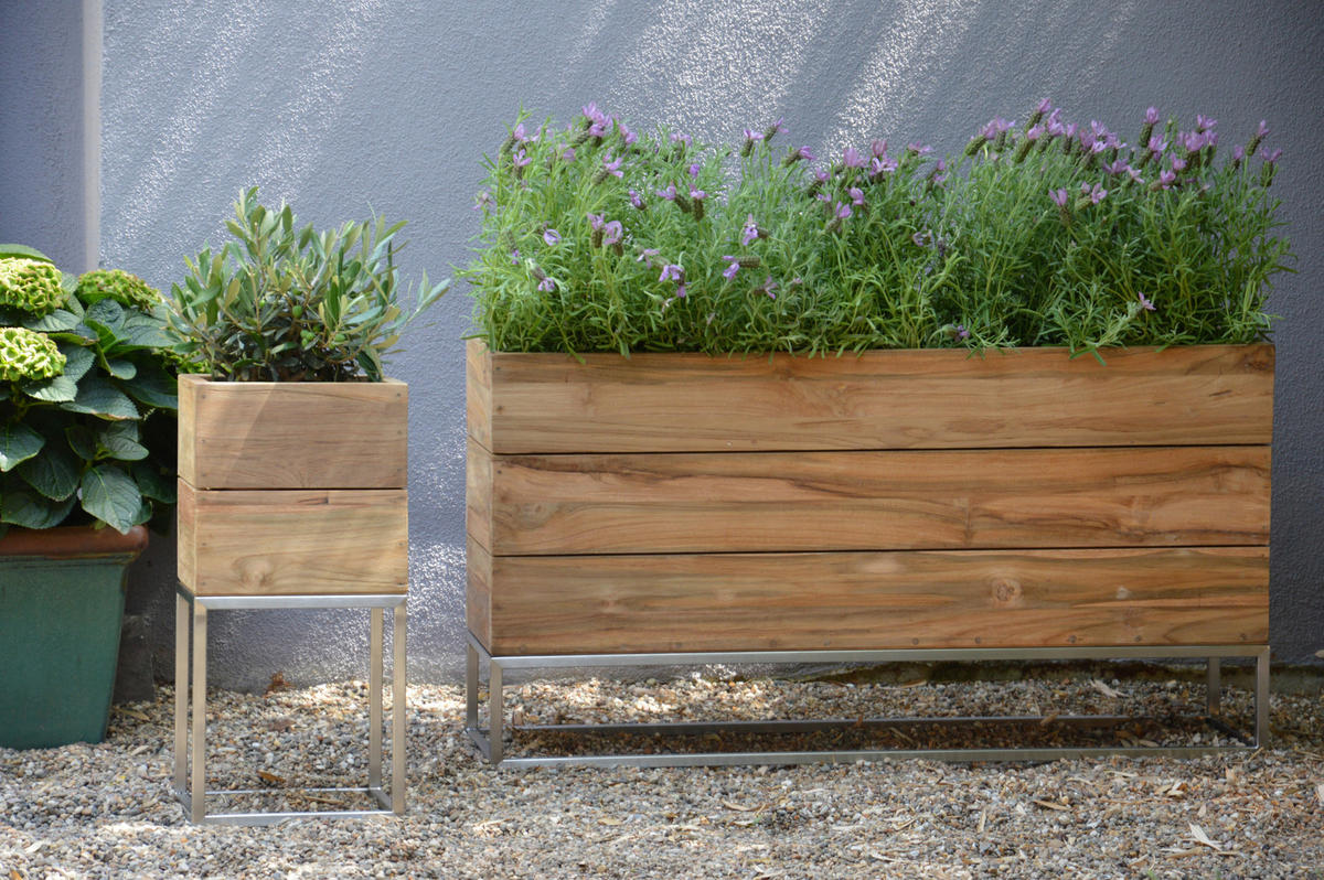 HOCHBEET Mini garden  - Edelstahlfarben/Teakfarben, MODERN, Holz/Metall (100/53/25cm) - Jan Kurtz