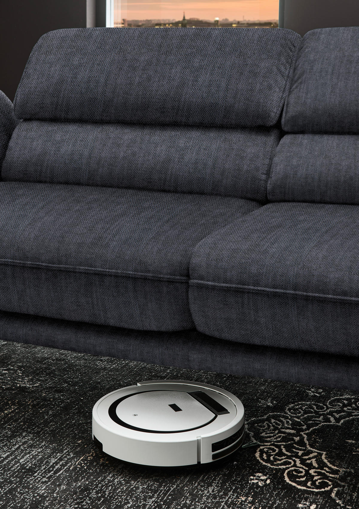 ECKSOFA in Velours Grau  - Schwarz/Grau, Design, Textil/Metall (283/153cm) - Valdera