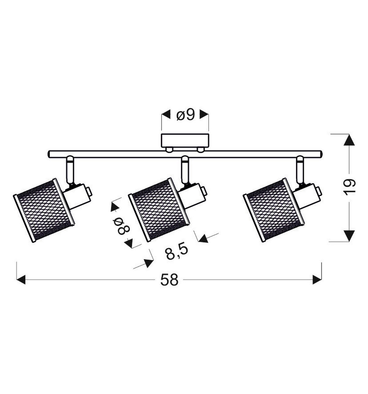 DECKENSTRAHLER 58/19/9 cm   - Basics, Metall (58/19/9cm)