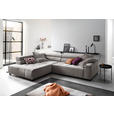 ECKSOFA Silberfarben Velours  - Silberfarben/Schwarz, KONVENTIONELL, Textil/Metall (219/311cm) - Hom`in