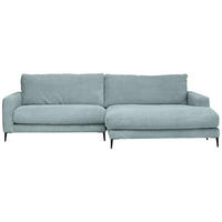 ECKSOFA Hellblau Cord  - Schwarz/Hellblau, Design, Textil/Metall (272/190cm) - Pure Home Lifestyle