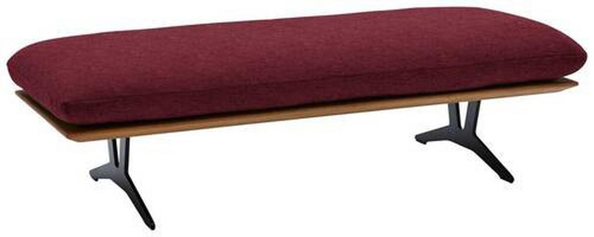HOCKERBANK in Holz, Textil Bordeaux  - Bordeaux/Schwarz, Design, Holz/Textil (150/43/60cm) - Dieter Knoll