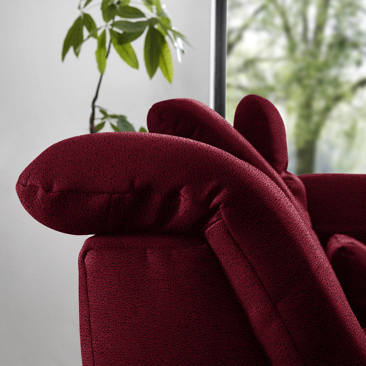 ECKSOFA  in Flachgewebe Weinrot  309/195 cm  - Chromfarben/Weinrot, Design, Textil (309/195cm) - Beldomo Style